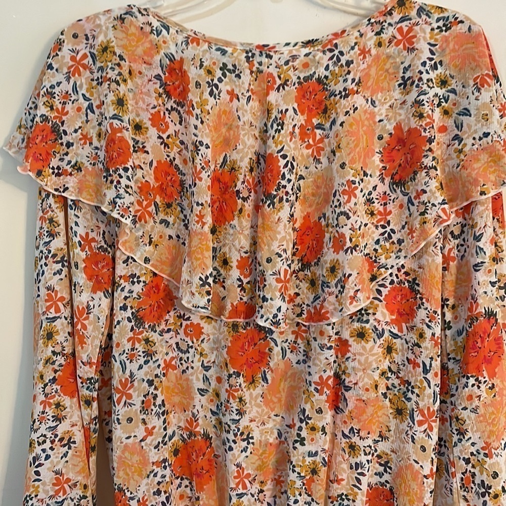 Free People Ivory And Coral Say It To Me Floral Body Suit - Picture 14 of 17